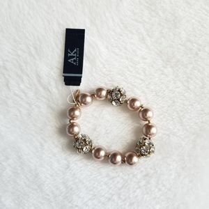 Anne Klein Rose gold pearl and diamond bracelet